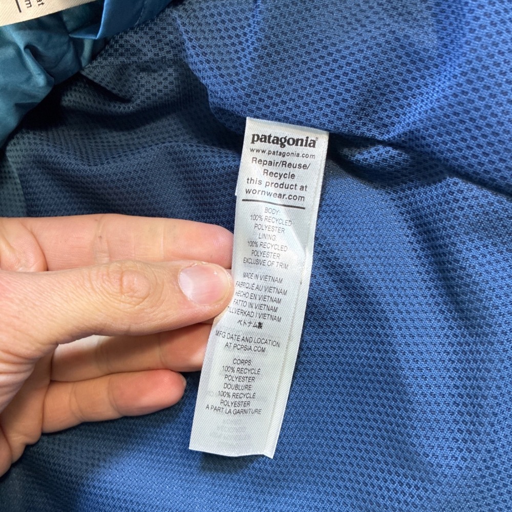 Patagonia Kids H2No Insulated Fleece Lined Waterproof Parka Jacket Blue Large 12 - Picture 9 of 16